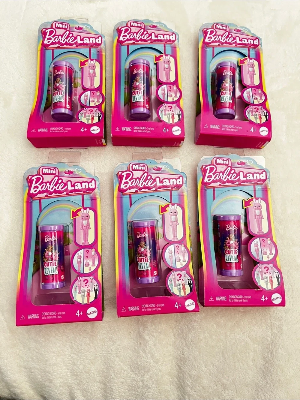 Lot of 6 Barbie Mini BarbieLand Cutie Reveal Doll & Pet, 1.5-inch Ages 4+ Mattel